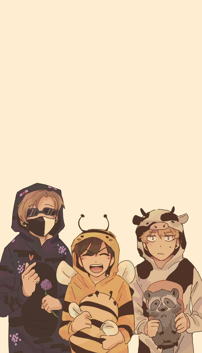 Bench Trio In Cute Animal Onesies Art