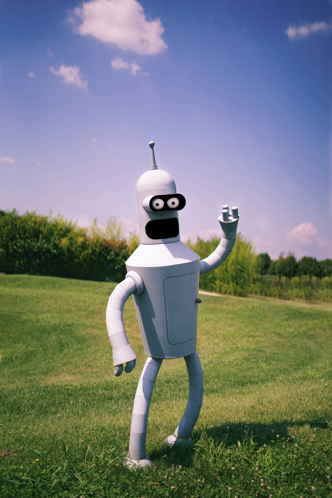 Bender Futurama Standing On A Field Background