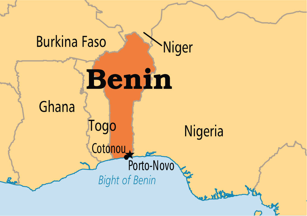 Benin Highlighted On The World Map