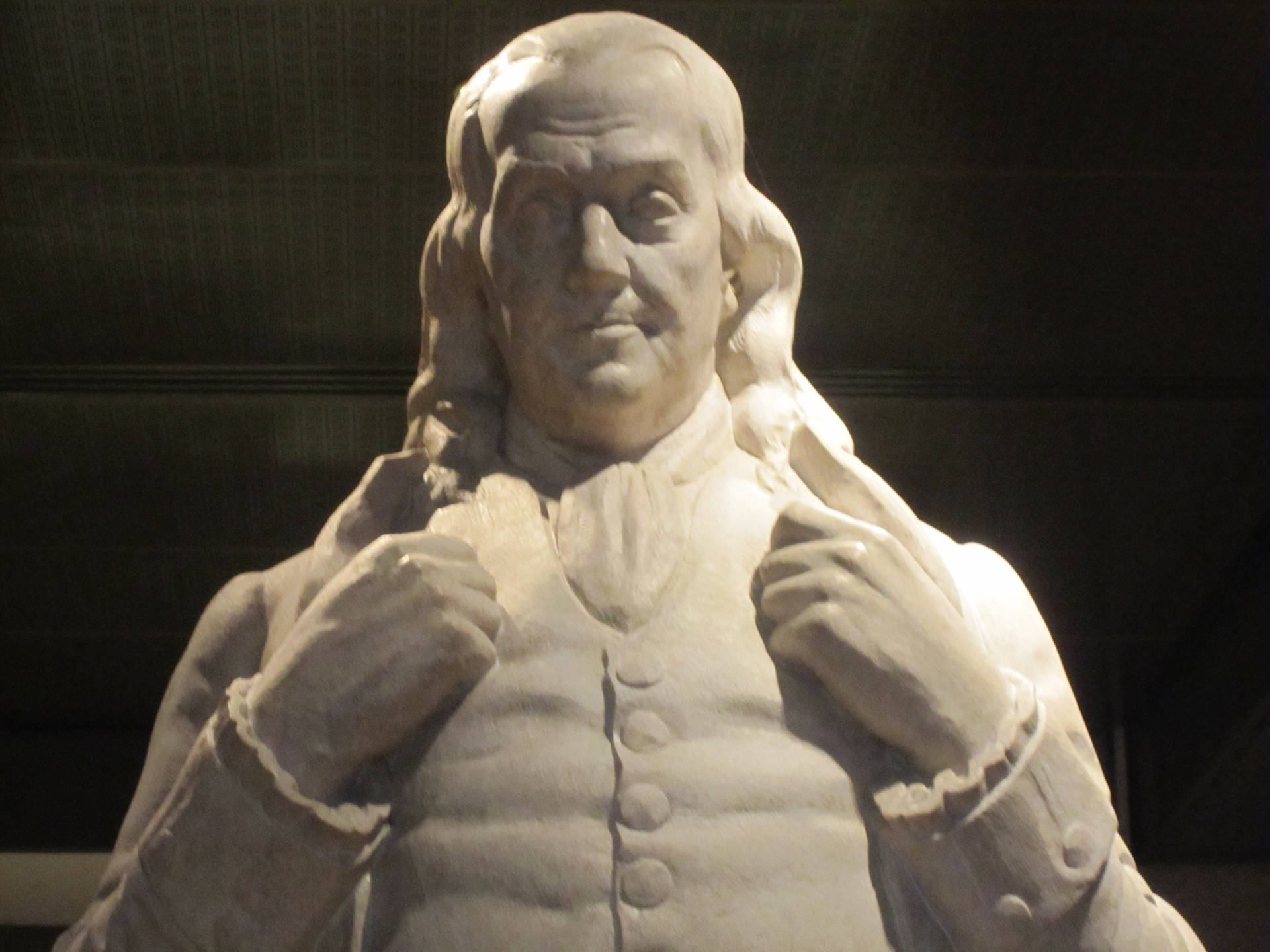 Benjamin Franklin Marble Statue Background