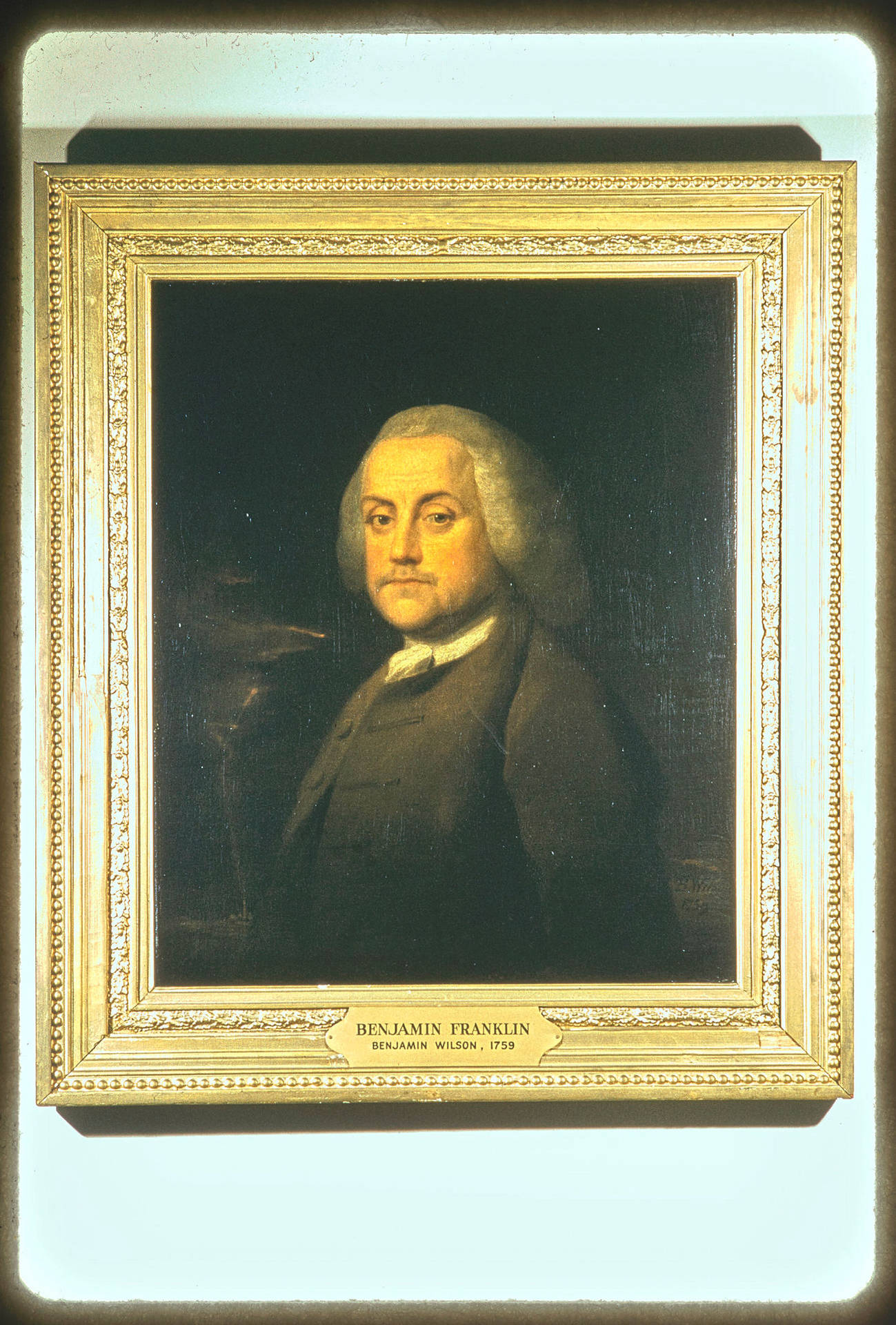 Benjamin Franklin Painting With Gold Frame Background