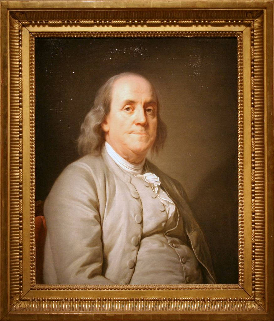 Benjamin Franklin Painting With Ornate Frame Background