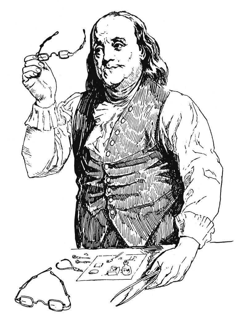 Benjamin Franklin Pencil And Ink Drawing Background