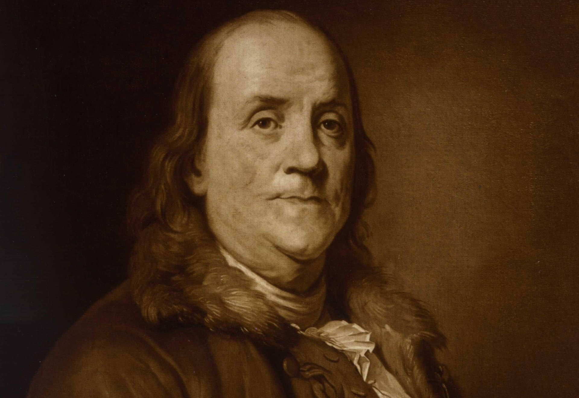 Benjamin Franklin Sepia Portrait Background