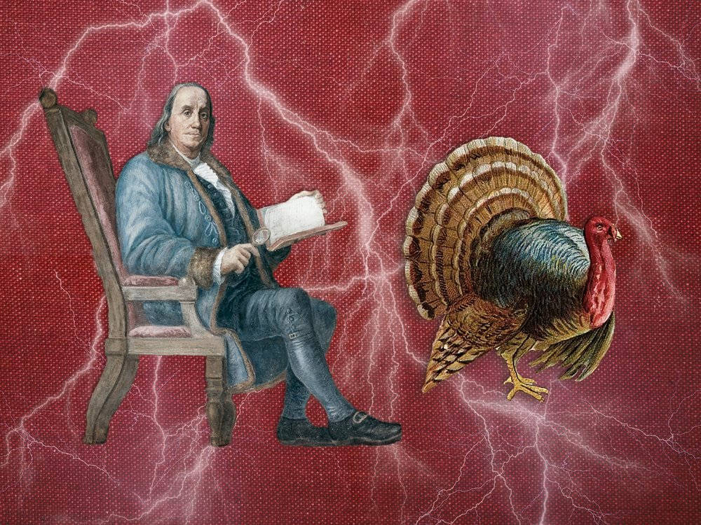 Benjamin Franklin With A Turkey Background