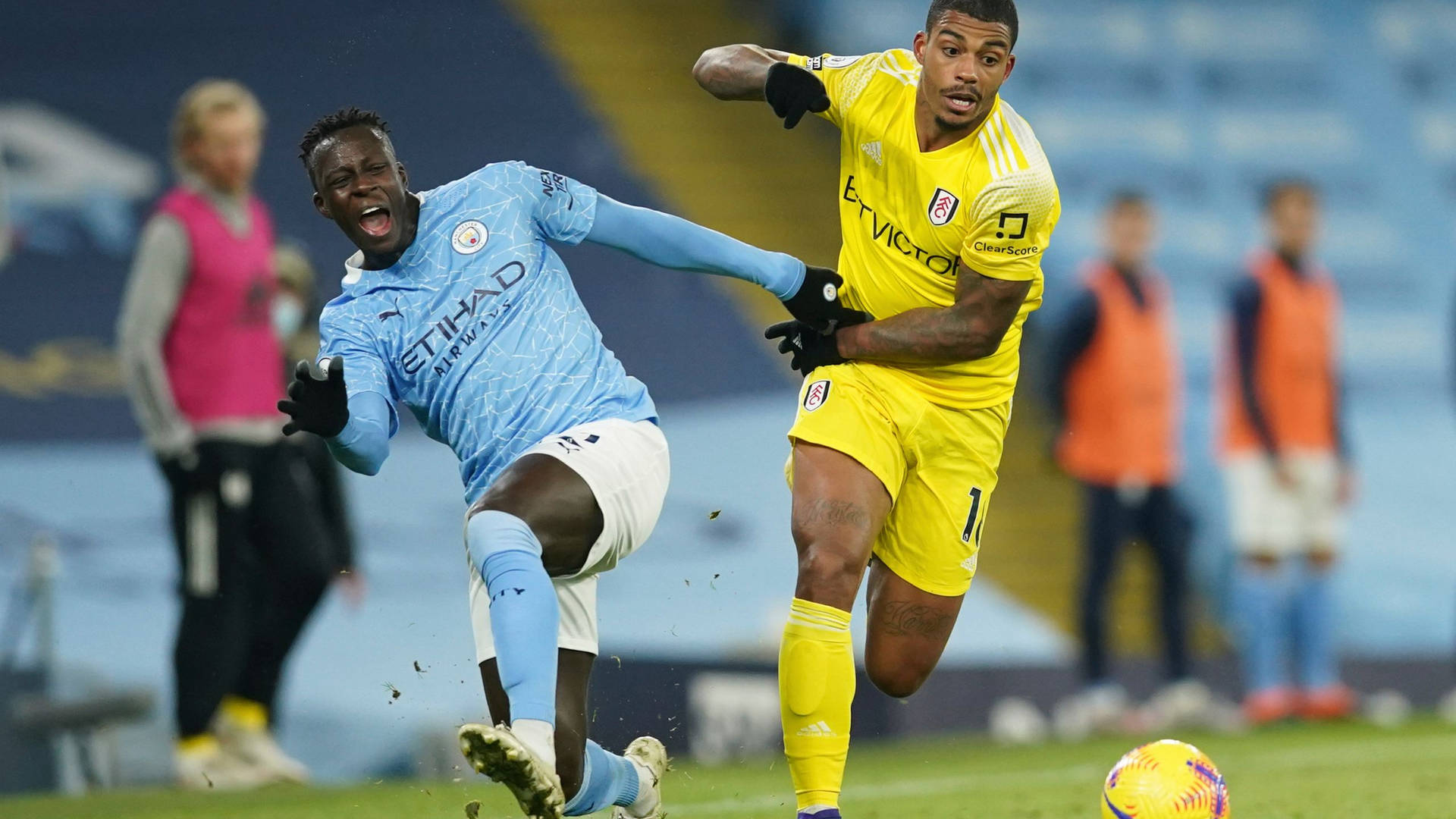 Benjamin Mendy Racing With Opponent Background