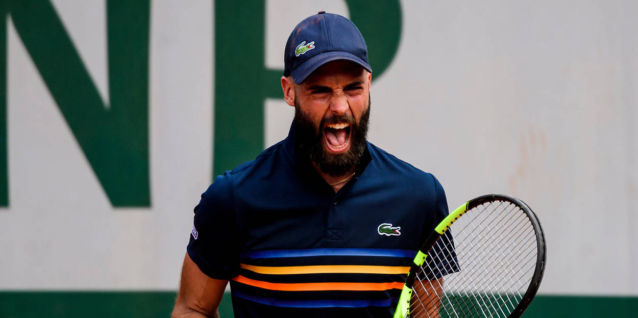 Benoit Paire In Action During A Tennis Match Background