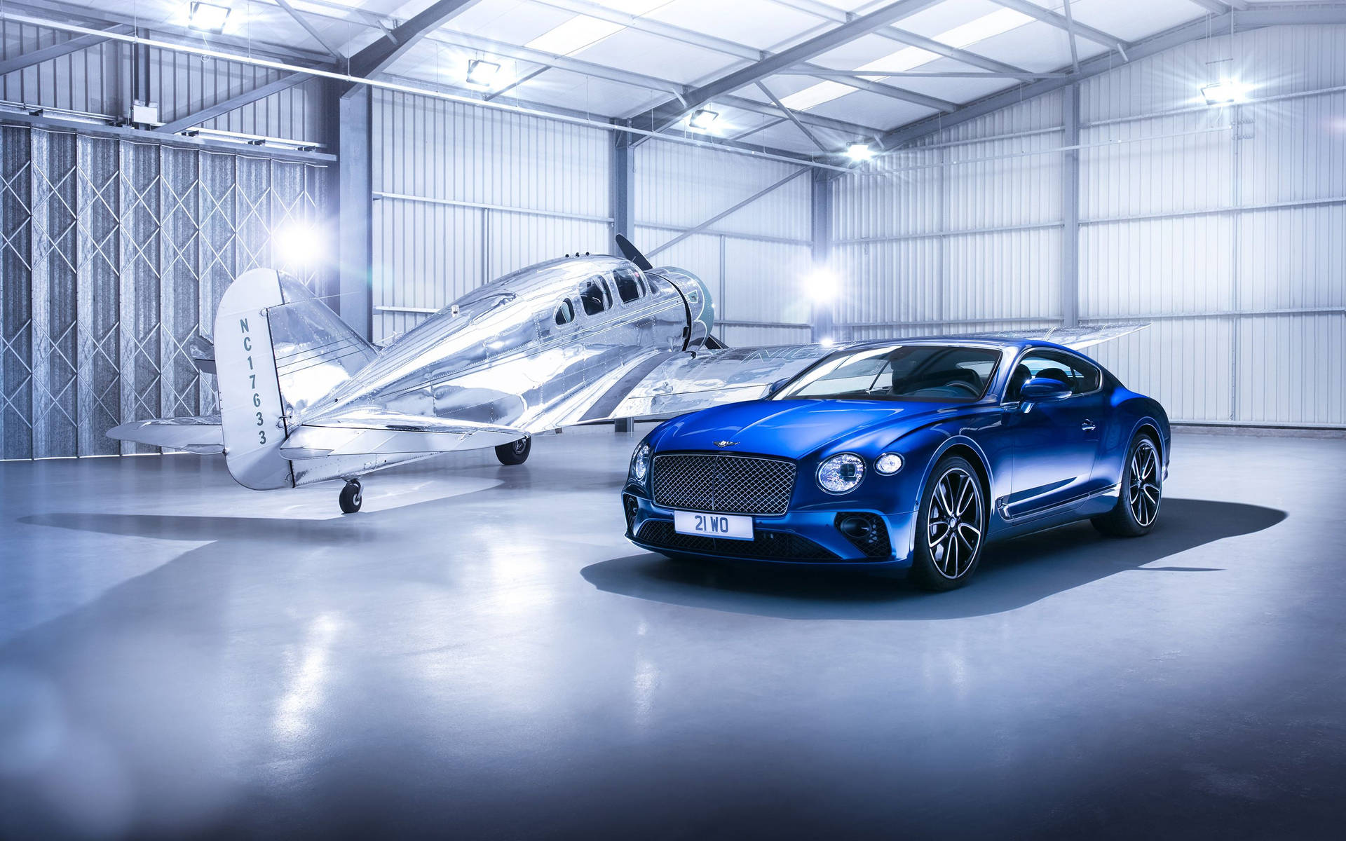 Bentley Luxury Car And Plane Background