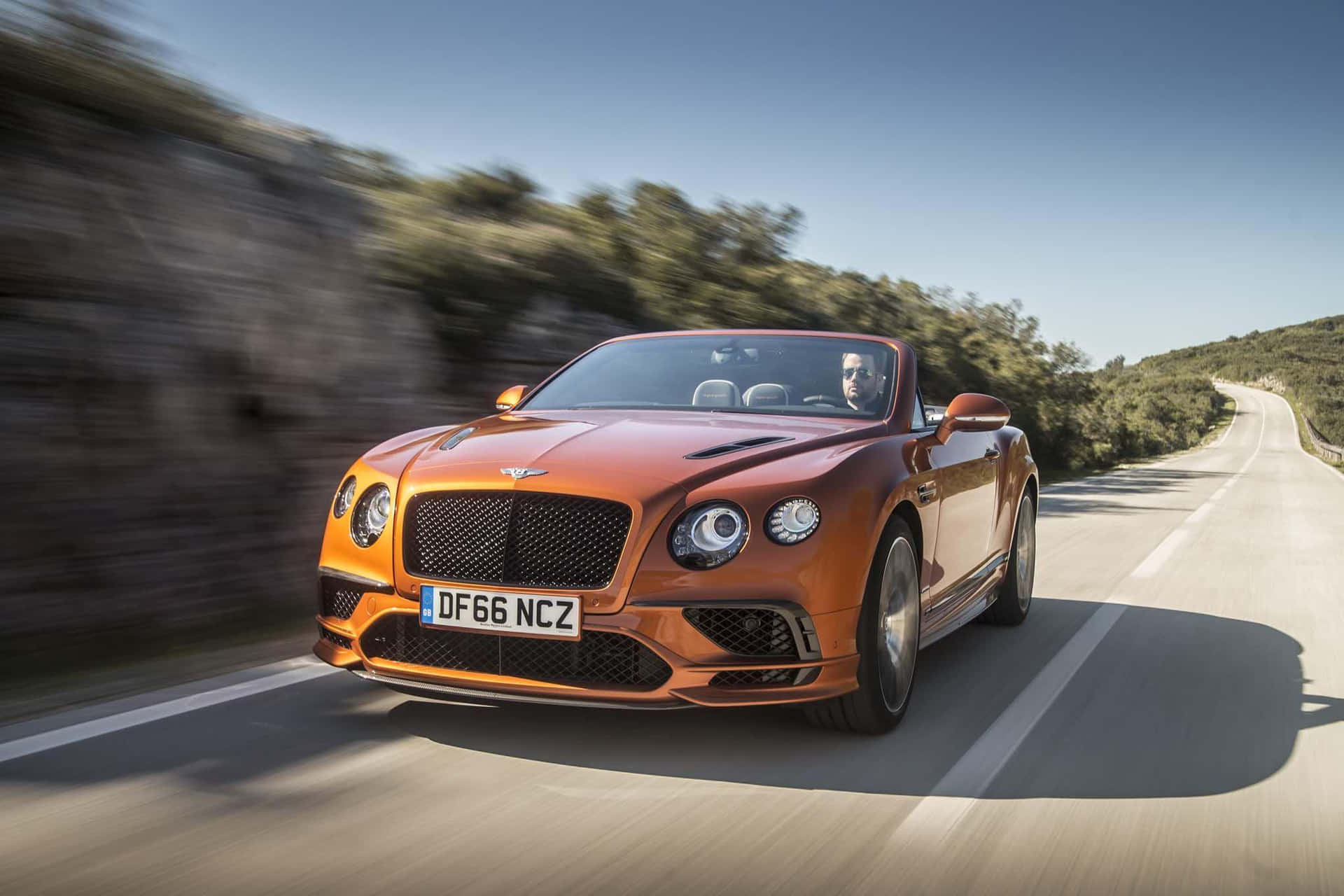 Bentley Orange Flame Sports Car Background
