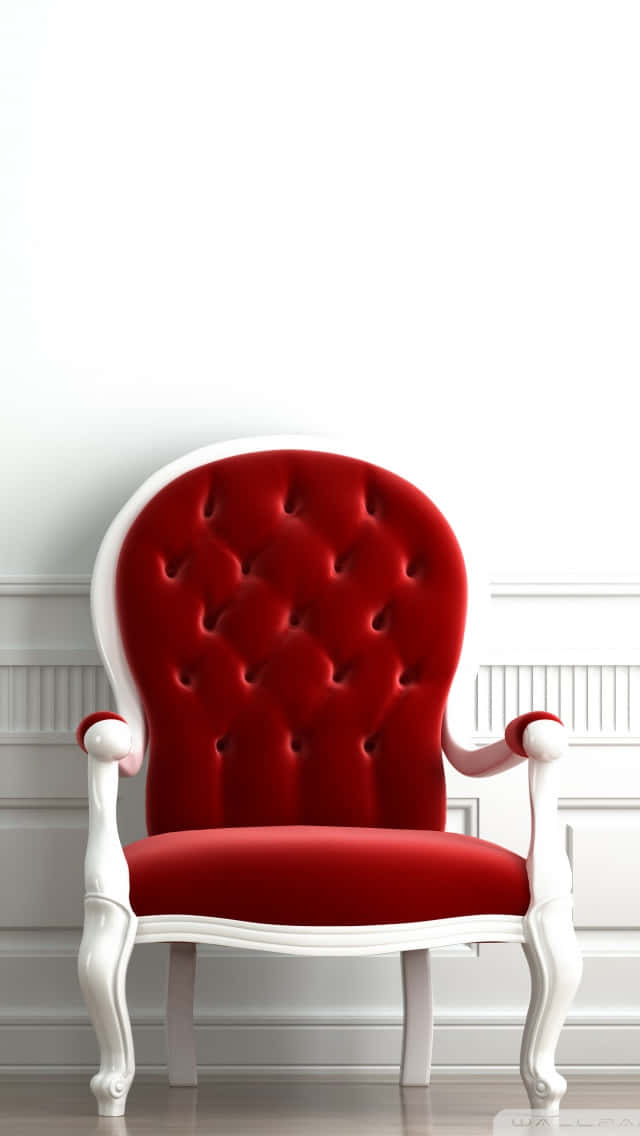 Bergère Chair In Red And White Aesthetic Background