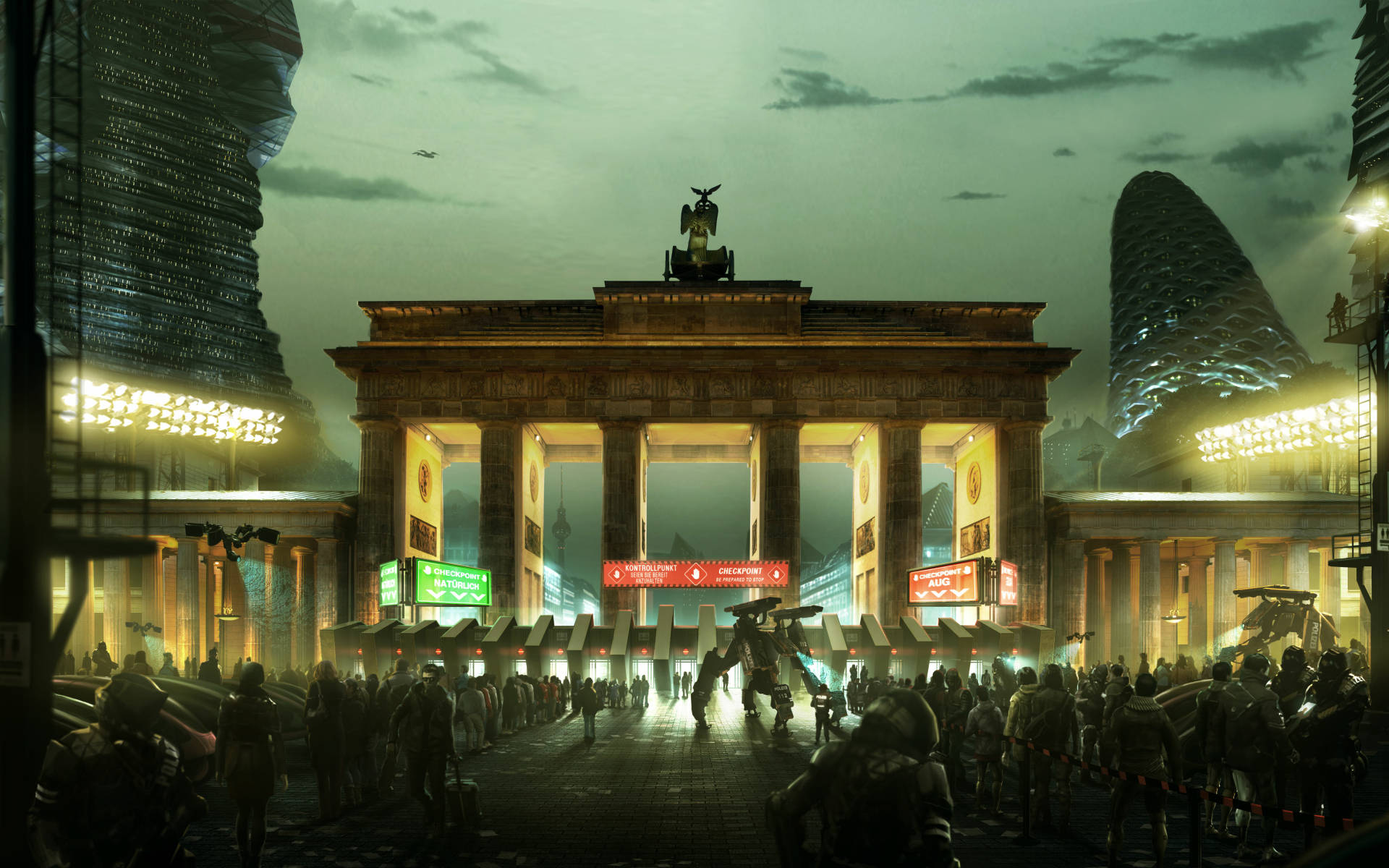 Berlin Brandenburg Gate Sci-fi Background
