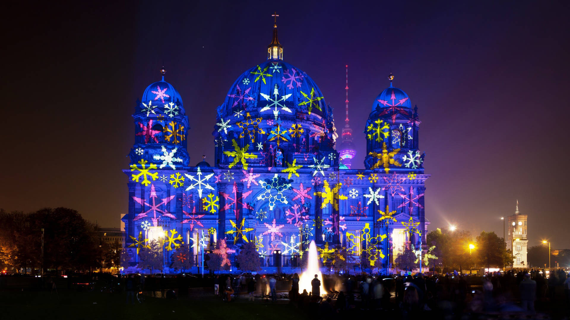 Berlin Cathedral Festival Of Lights Background