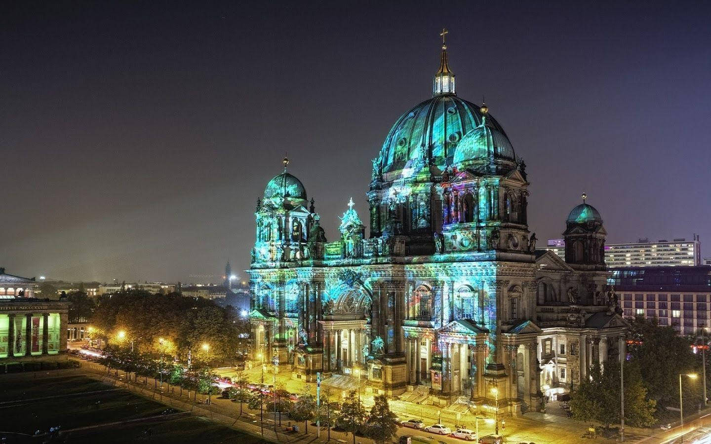Berlin Cathedral Festival Of Lights Background