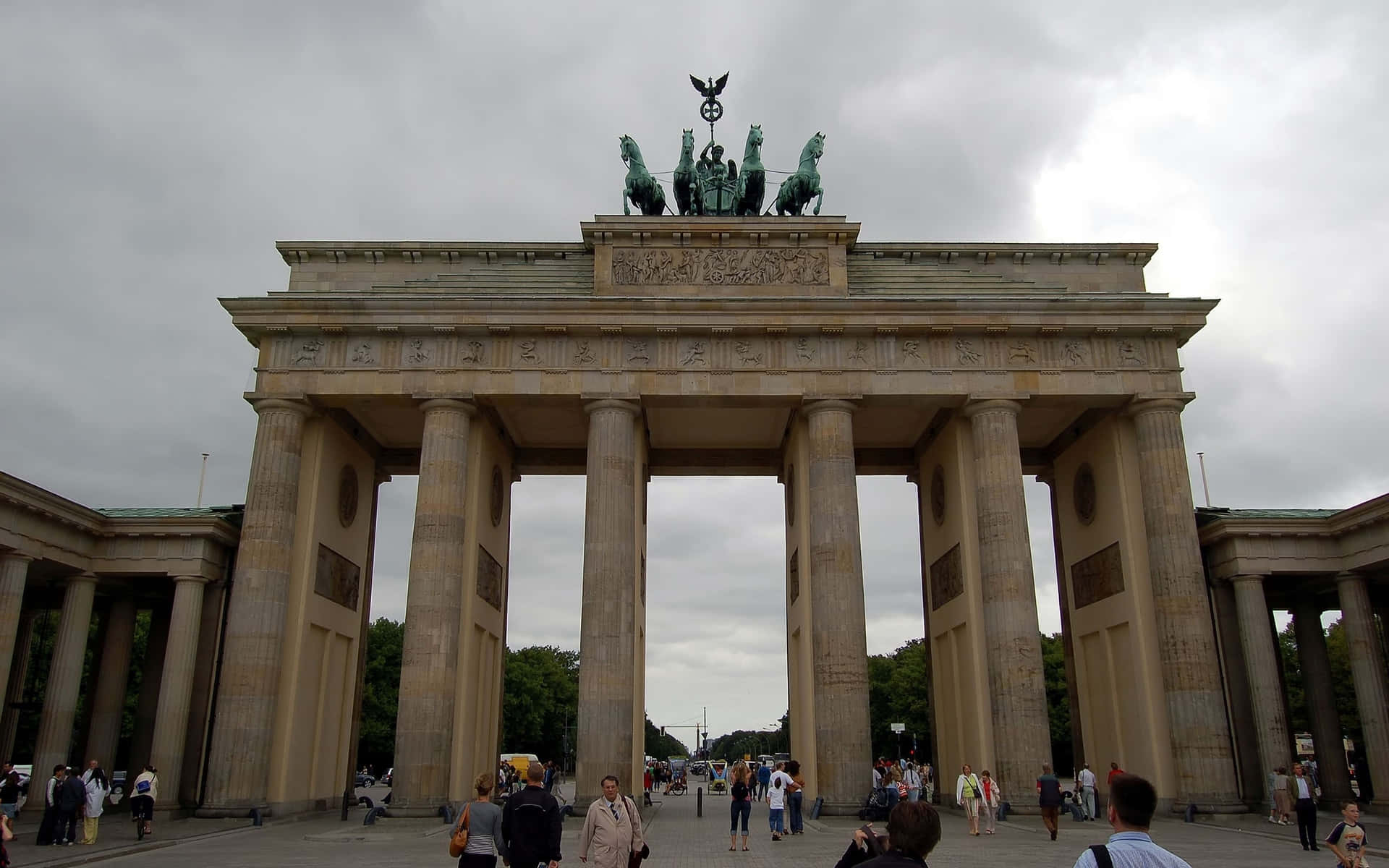 Berlin Germany Brandenburg Gate Cloudy Sky Background