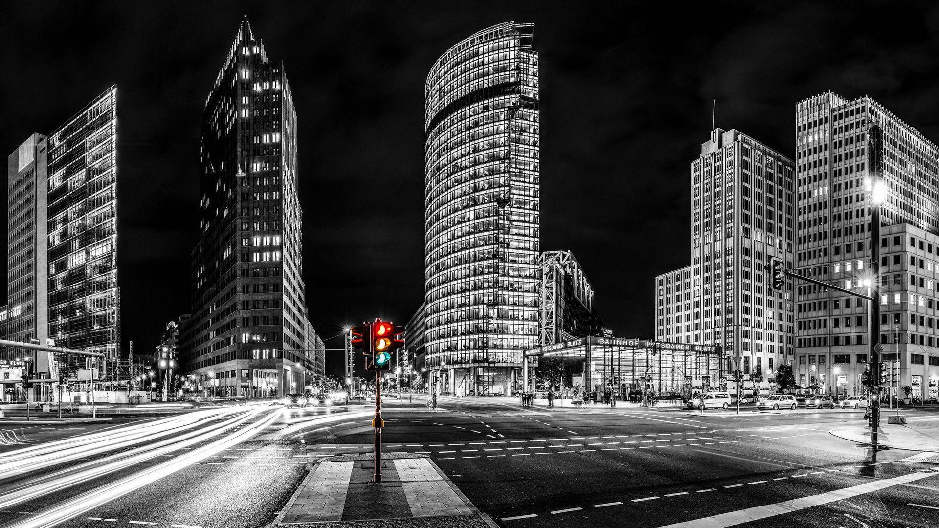 Berlin Monochromatic Potsdamer Platz Background