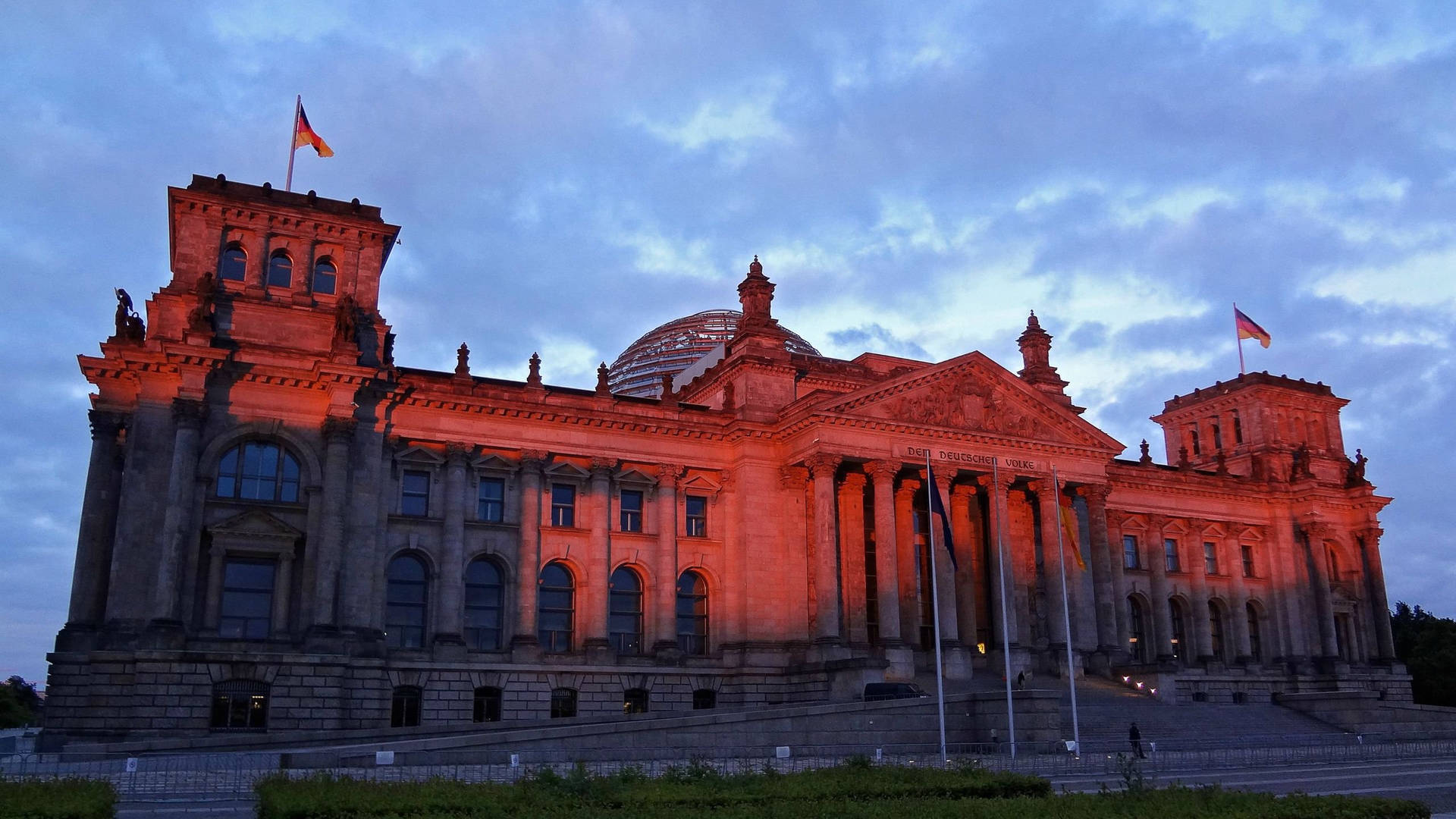 Berlin Reichstag In Bloody Sunset Background