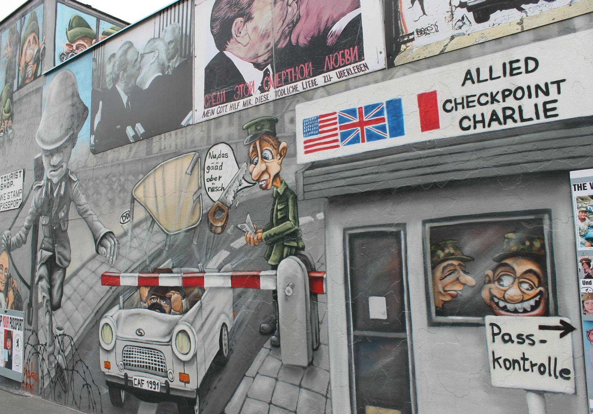 Berlin Wall Charlie Checkpoint Vandals Background