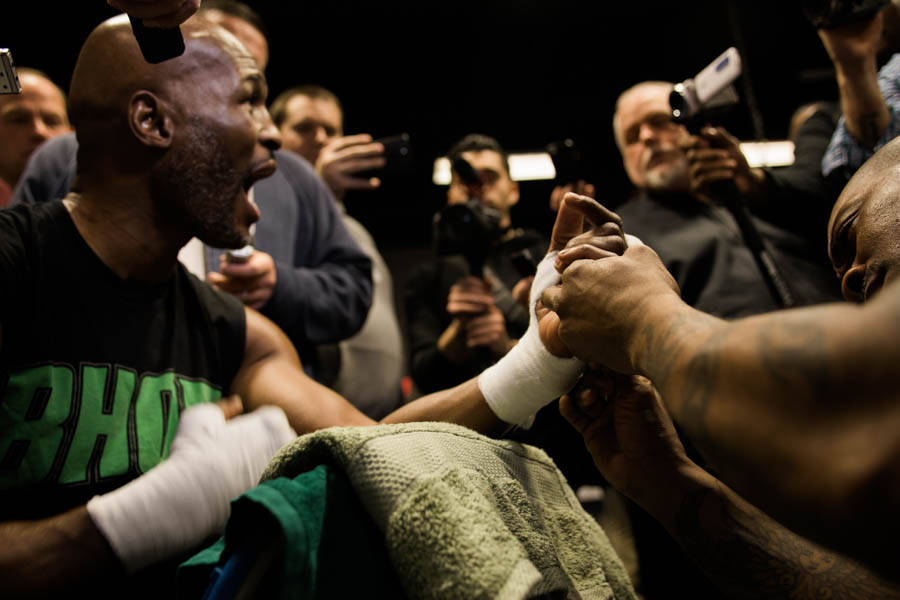 Bernard Hopkins In Front Of Many Cameras Background