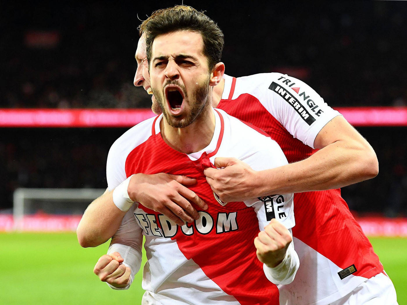 Bernardo Silva Cheering With A Teammate Background