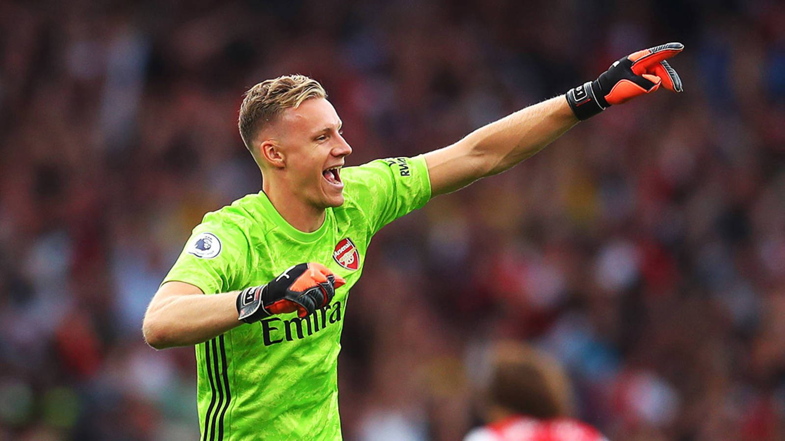 Bernd Leno Smiling And Pointing Background