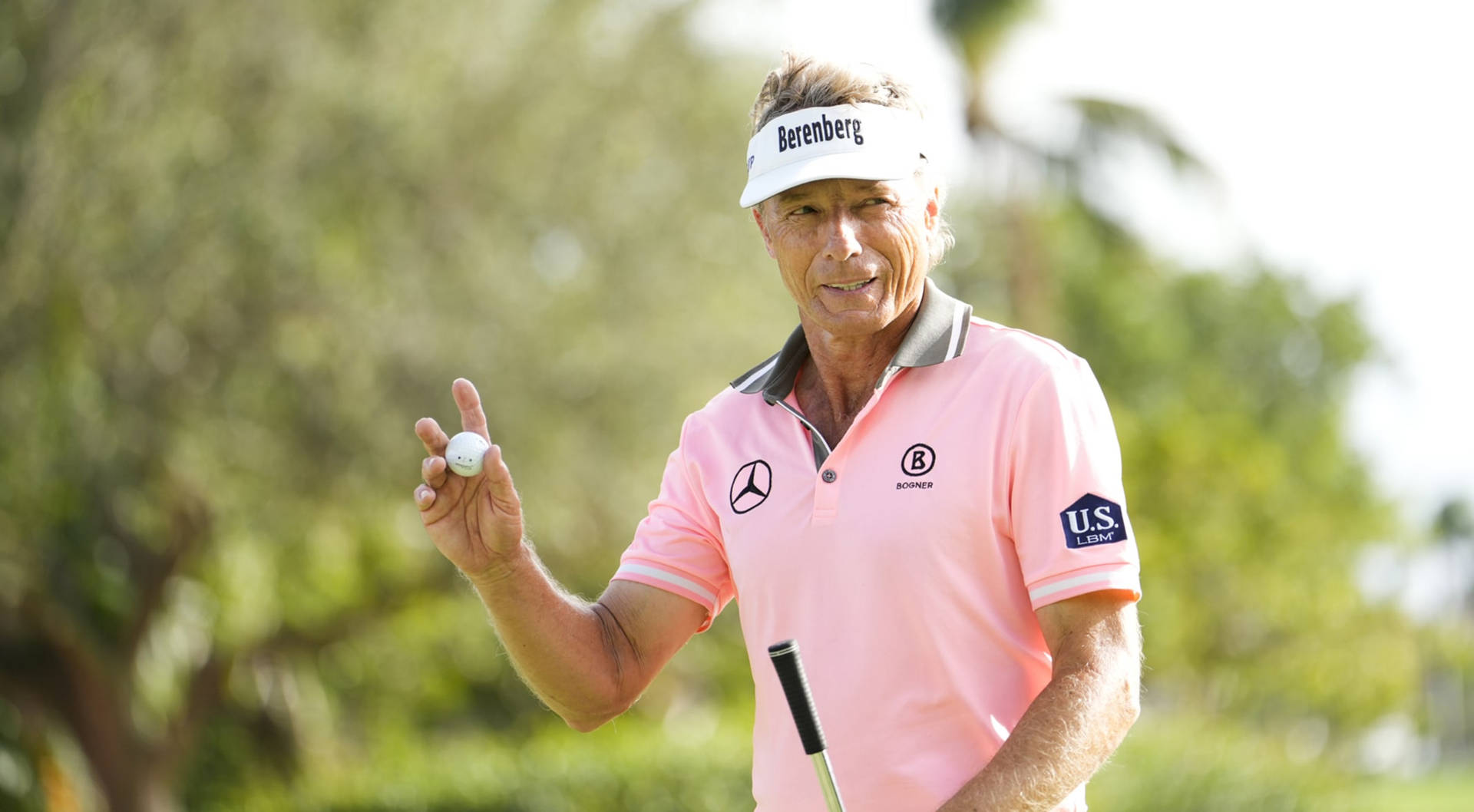 Bernhard Langer Holding Golf Ball Background