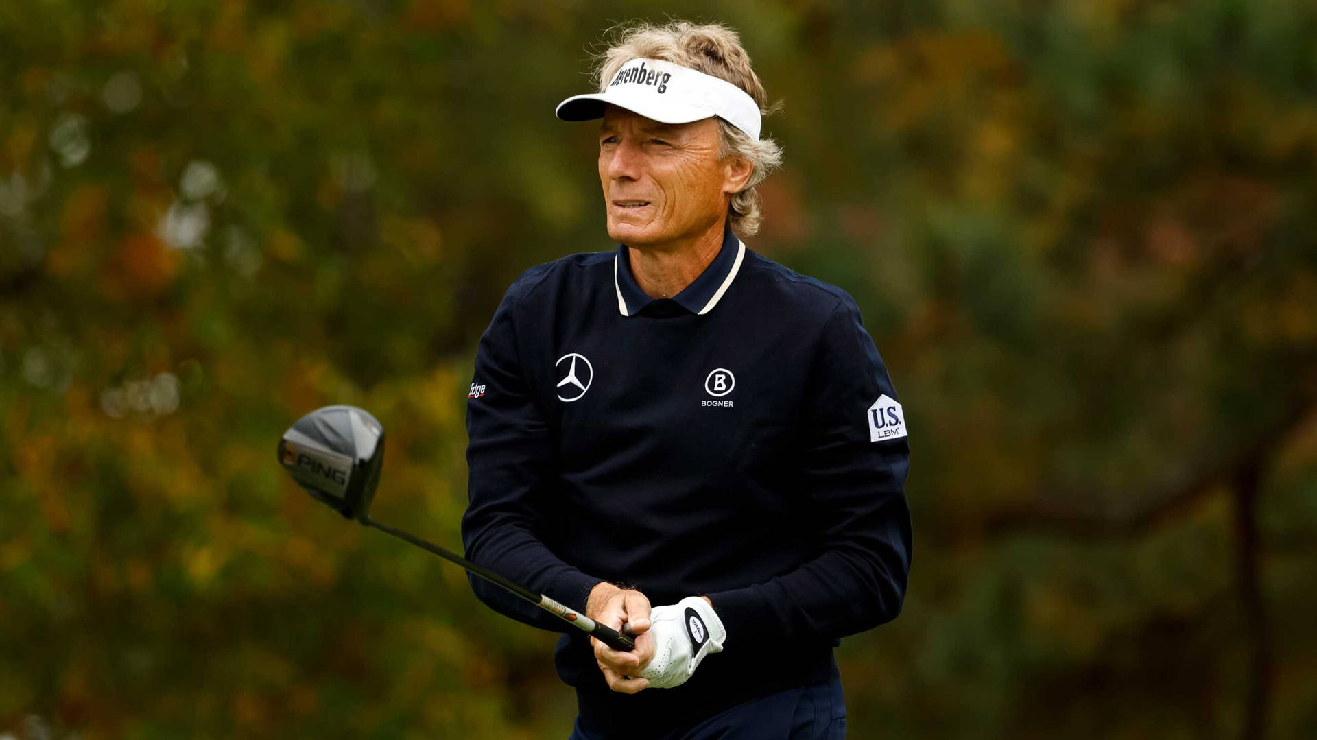 Bernhard Langer Holding His Golf Club Background