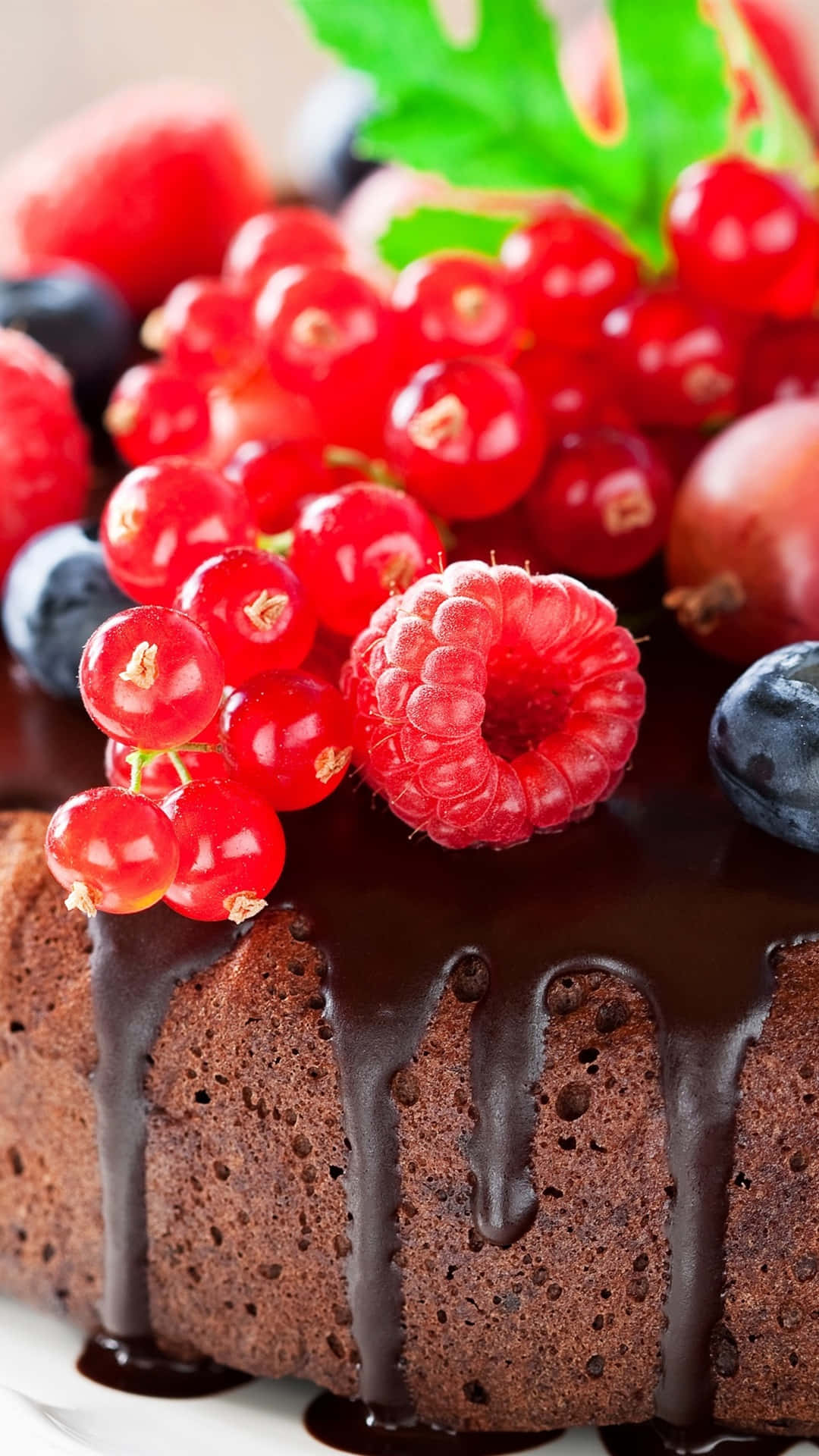 Berries And Chocolate Cake Iphone Background