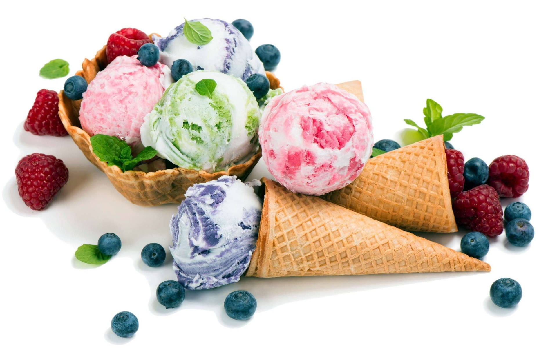 Berries And Ice Cream Background