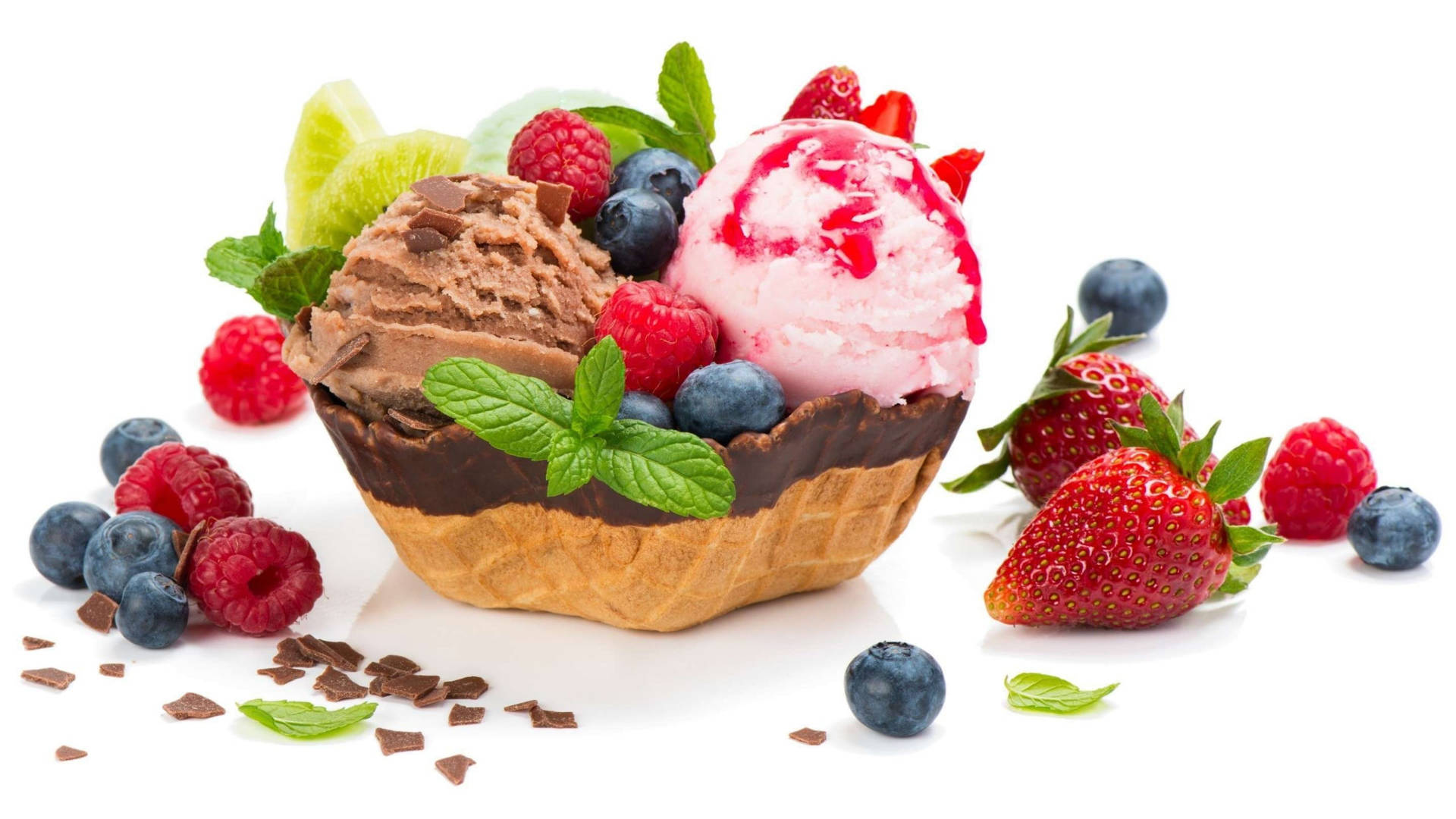 Berries Ice Cream Bowl Background