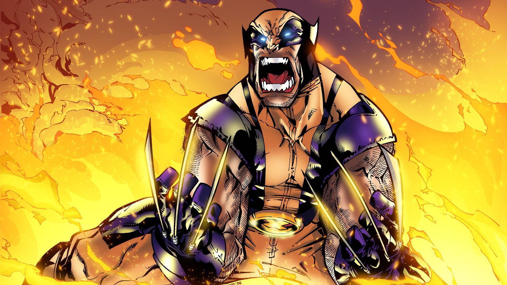Berserk Wolverine In Flame Background