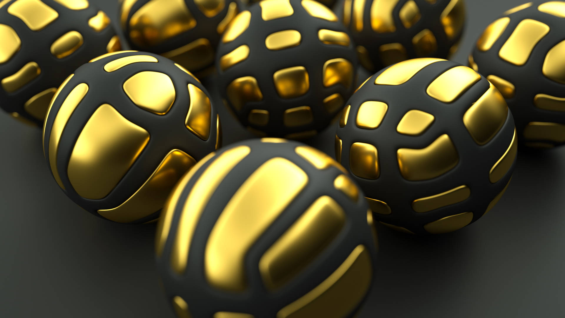 Best 3d Hd Black And Gold Spheres Background