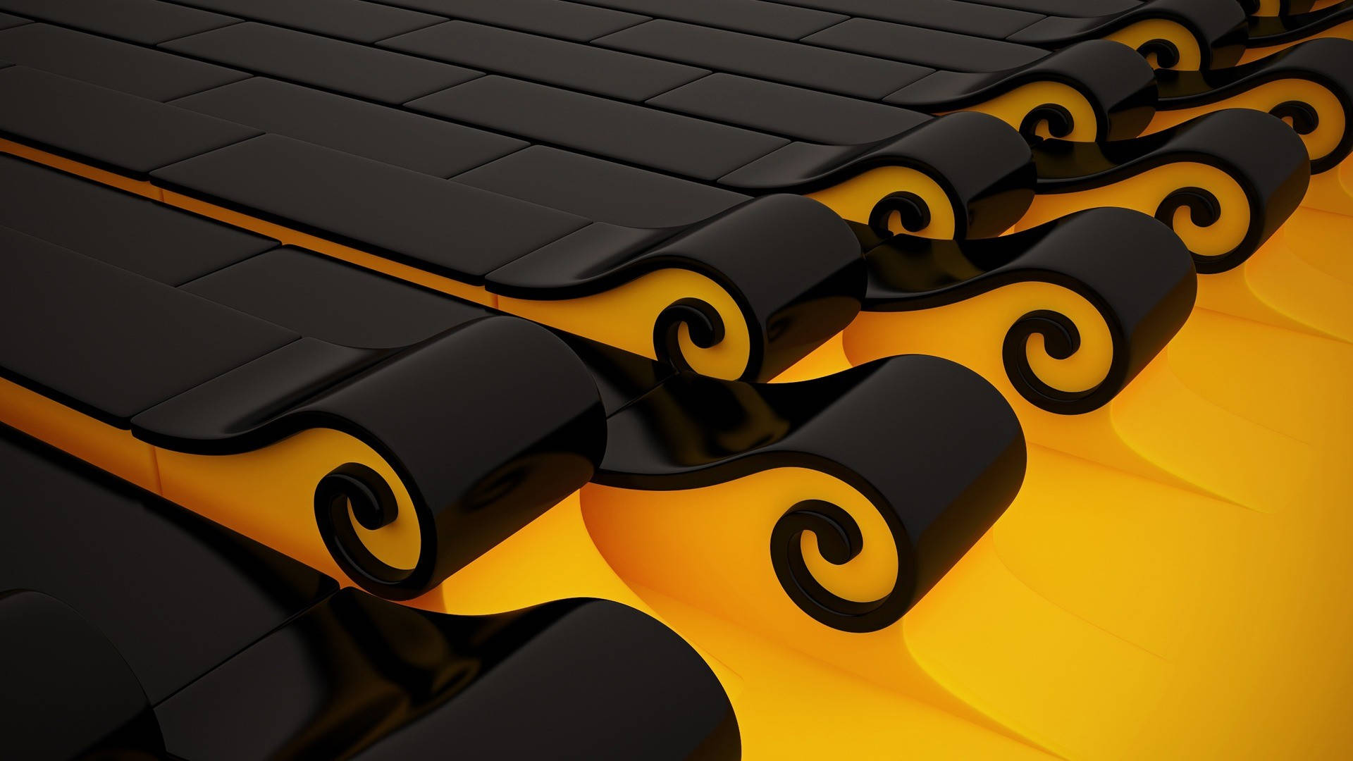 Best 3d Hd Yellow And Black Waves Background