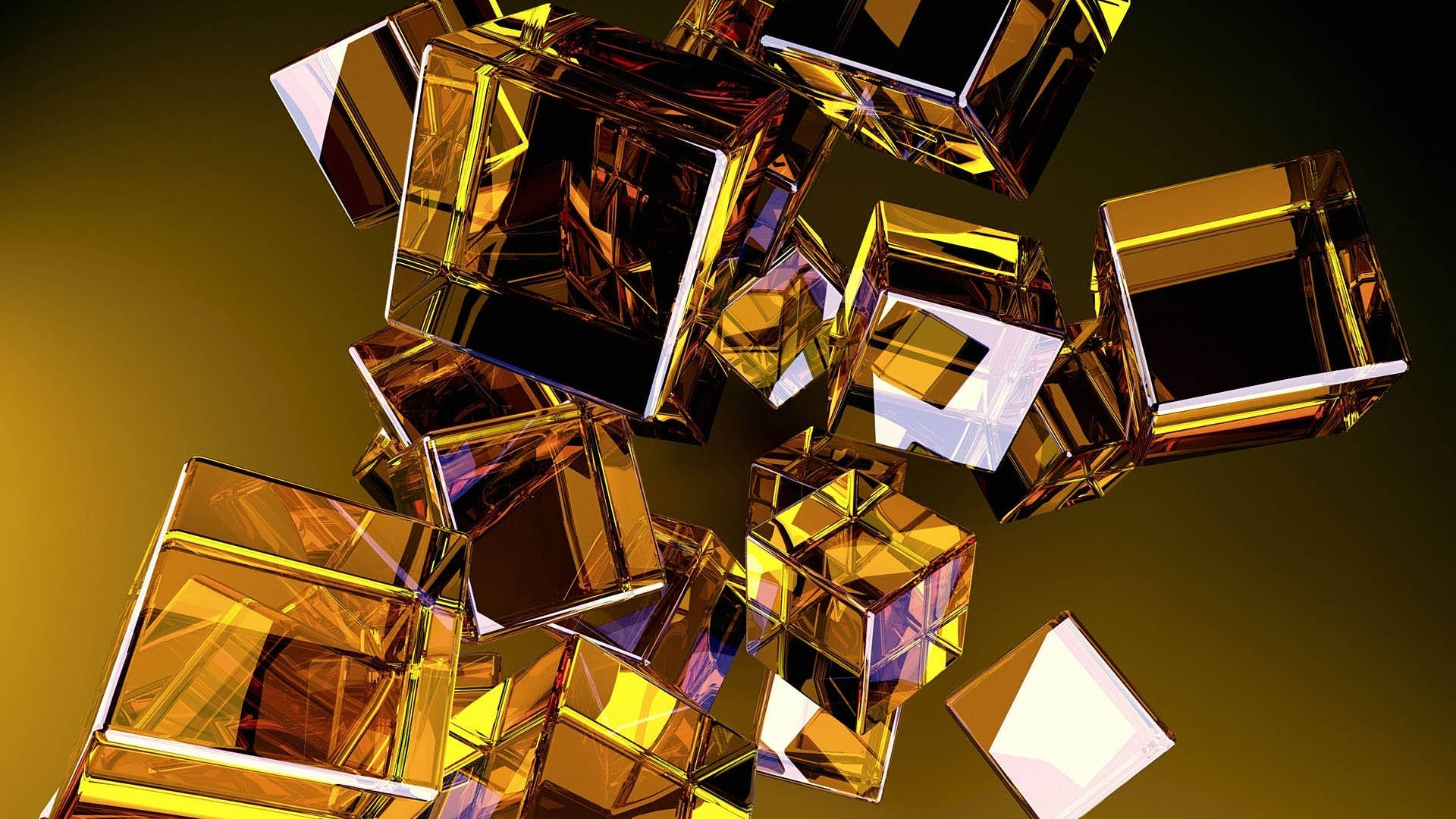 Best 3d Hd Yellow Cubes Background