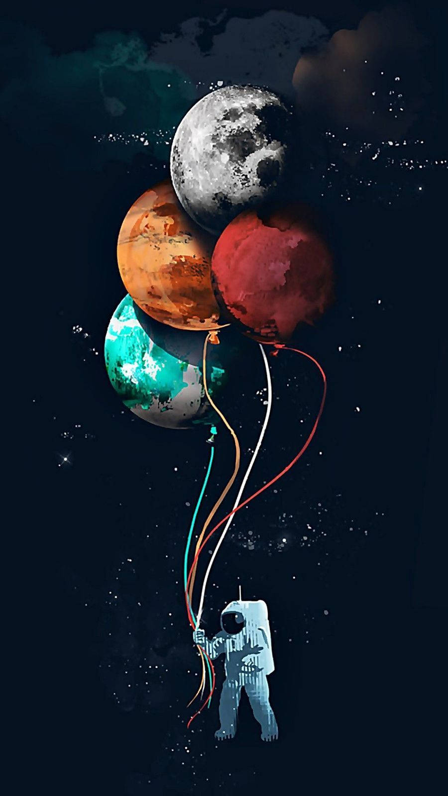 Best Astronaut With Planet Balloons Background