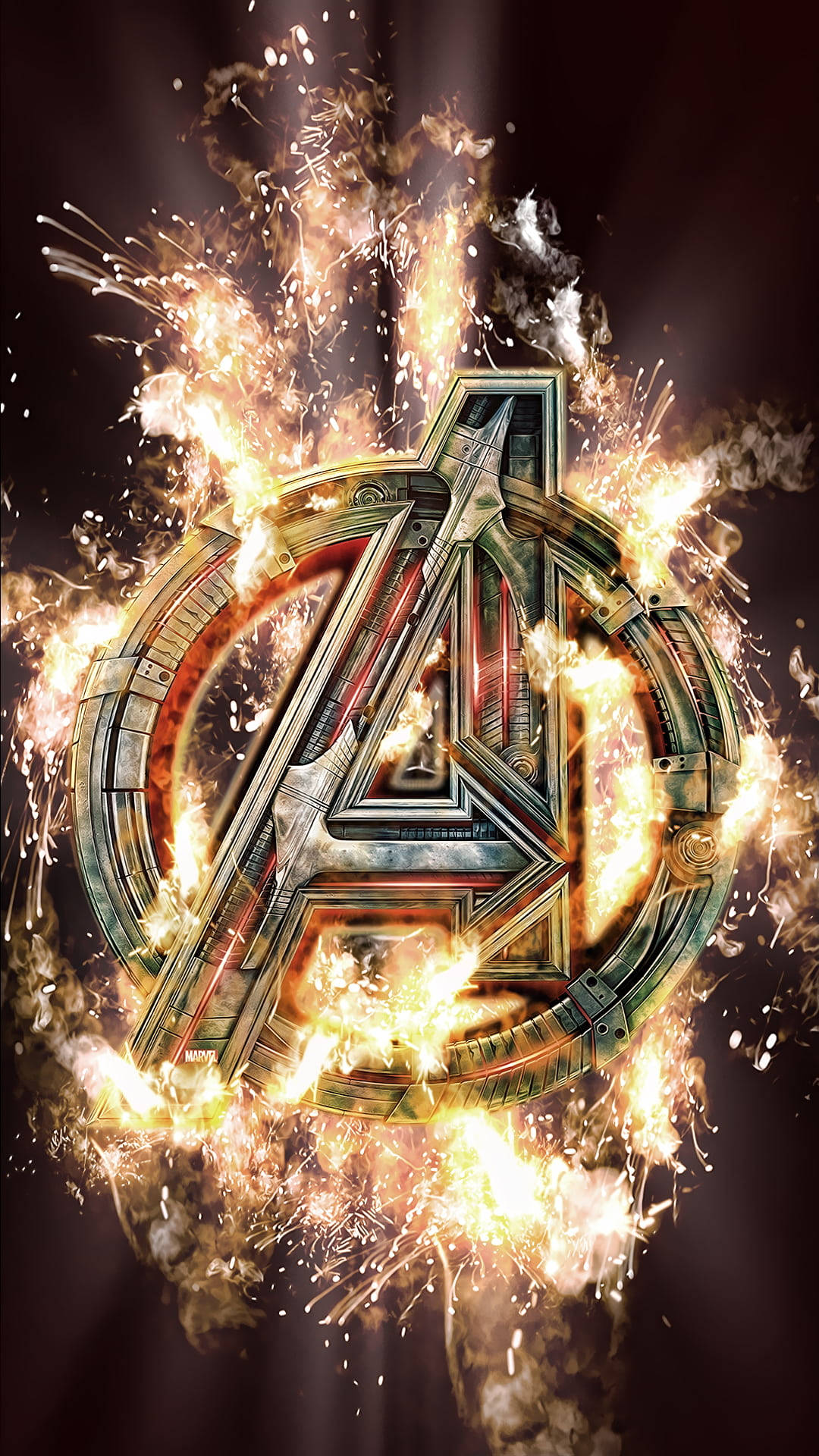 Best Avengers Fiery Steel Logo Background