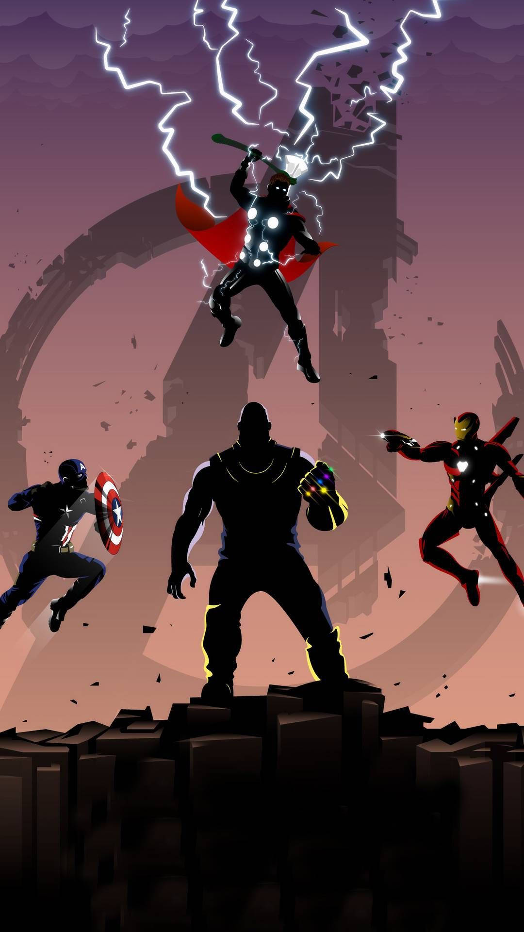 Best Avengers Silhouette With Thanos Background