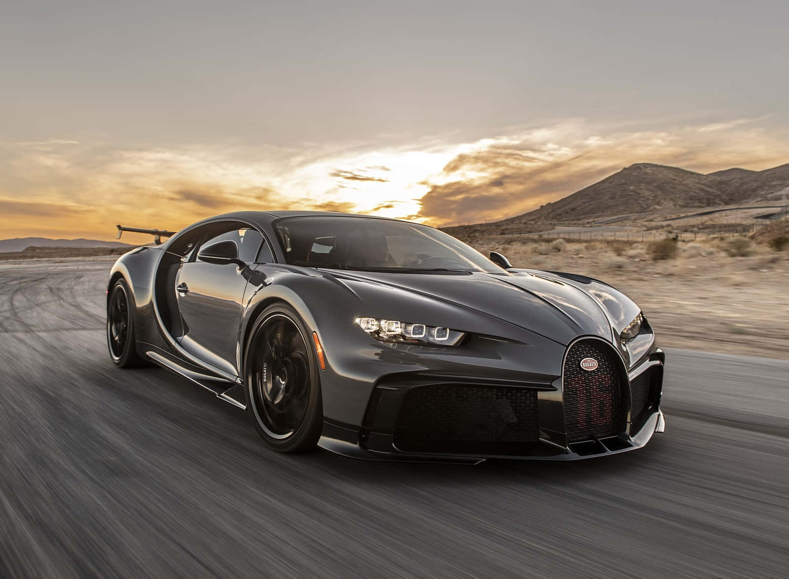 Best Bugatti Black Chrion Desert Background