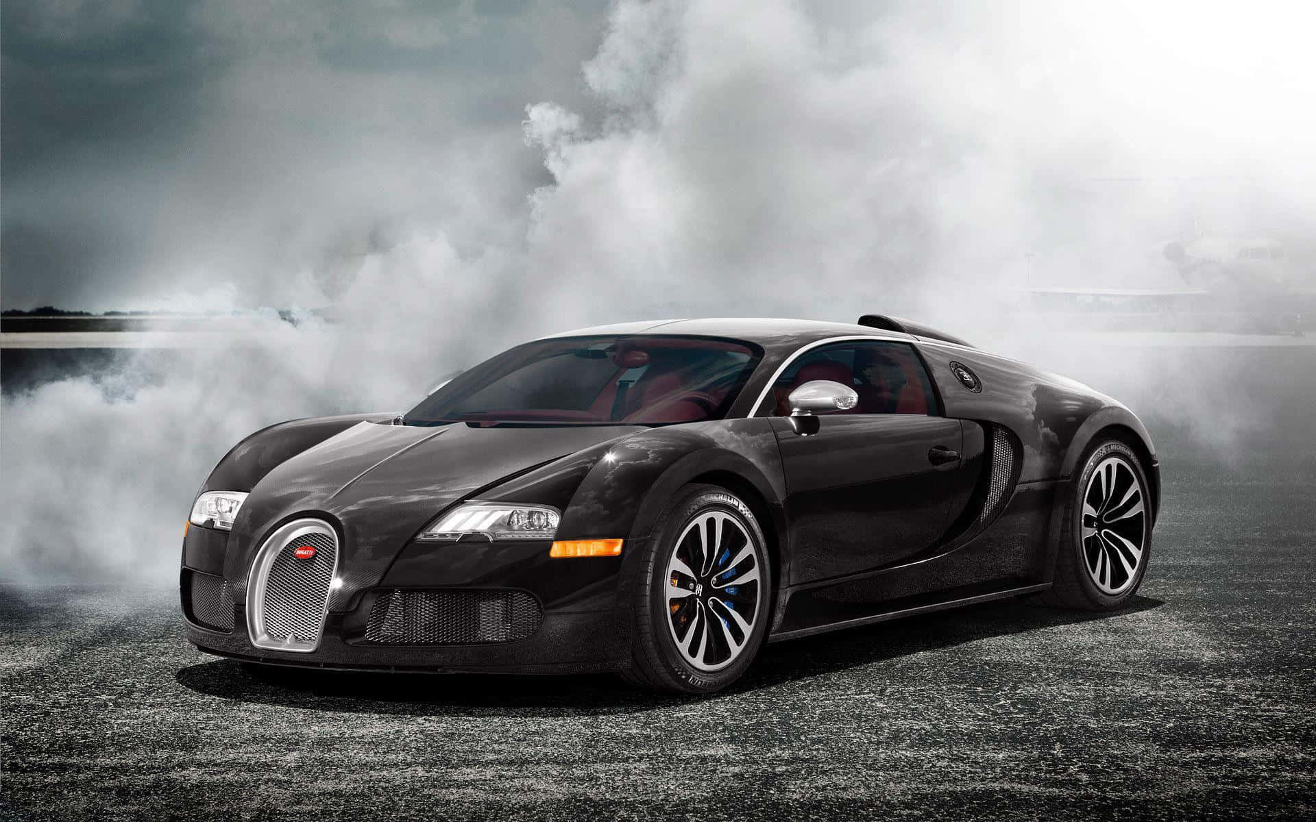 Best Bugatti Classic Black Veyron Smokey Background