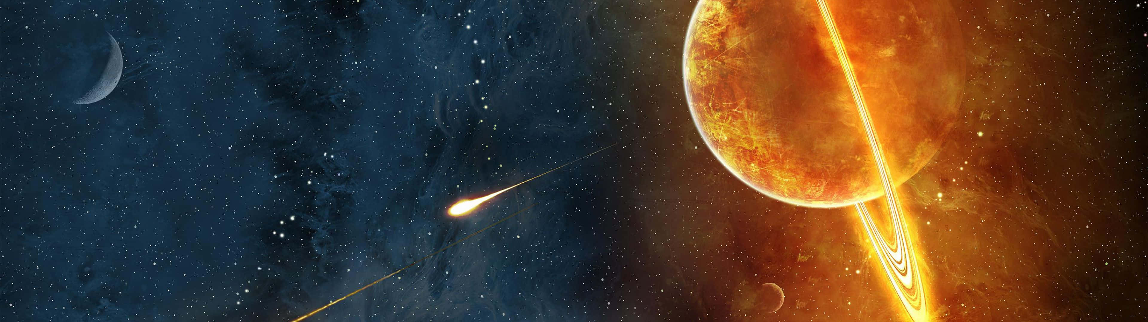 Best Dual Screen Fiery Saturan Background