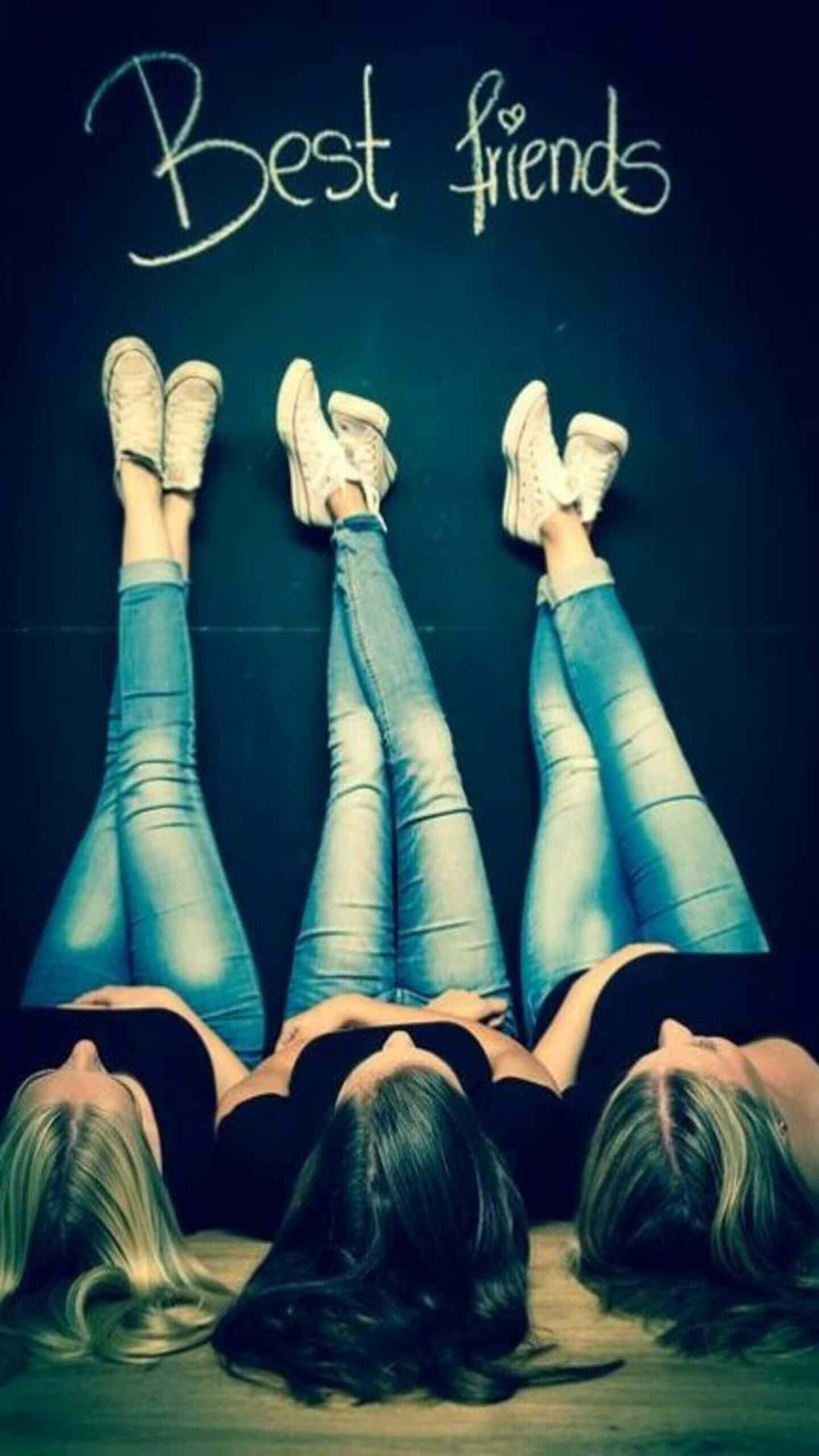 Best Friends Forever Iphone Girls Legs Up Background