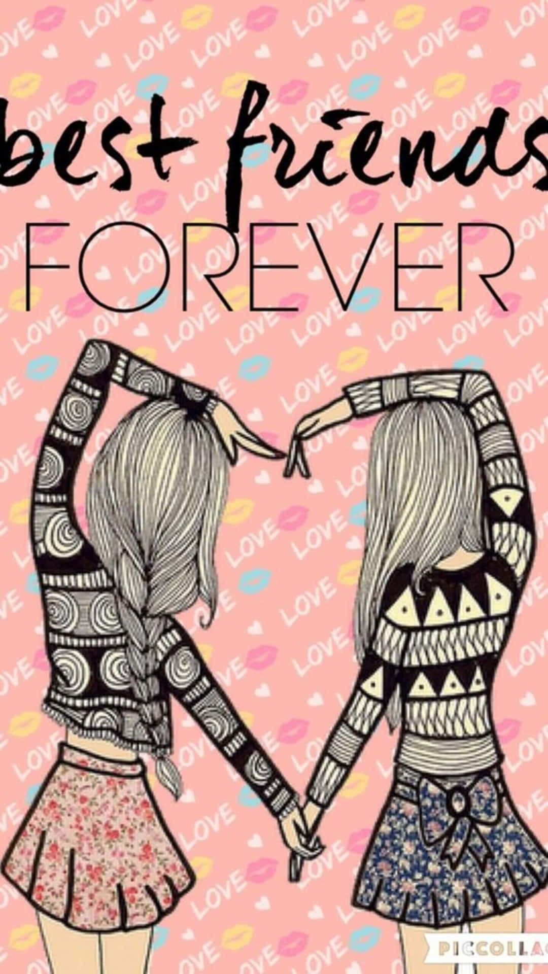 Best Friends Forever Iphone Heart Girls Background