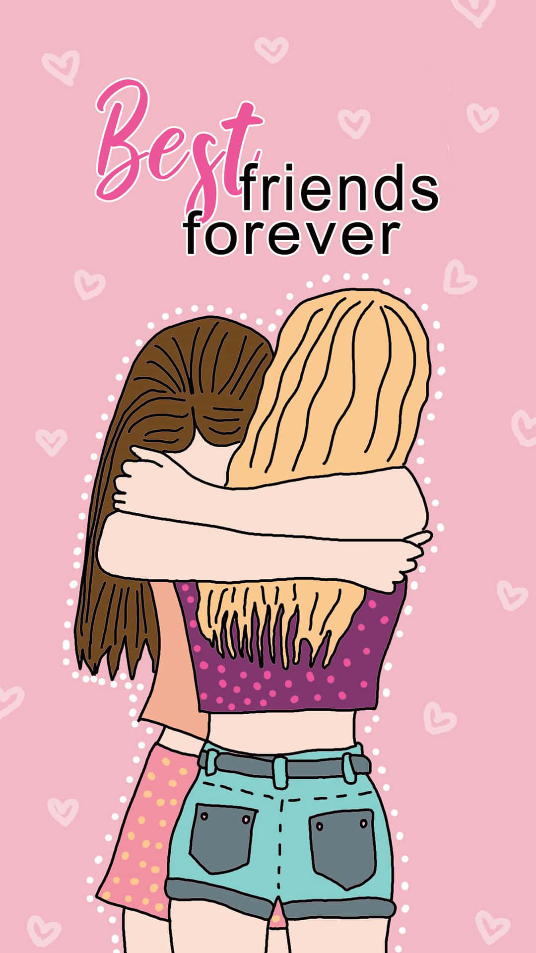 Best Friends Forever Iphone Hugging Pink Background