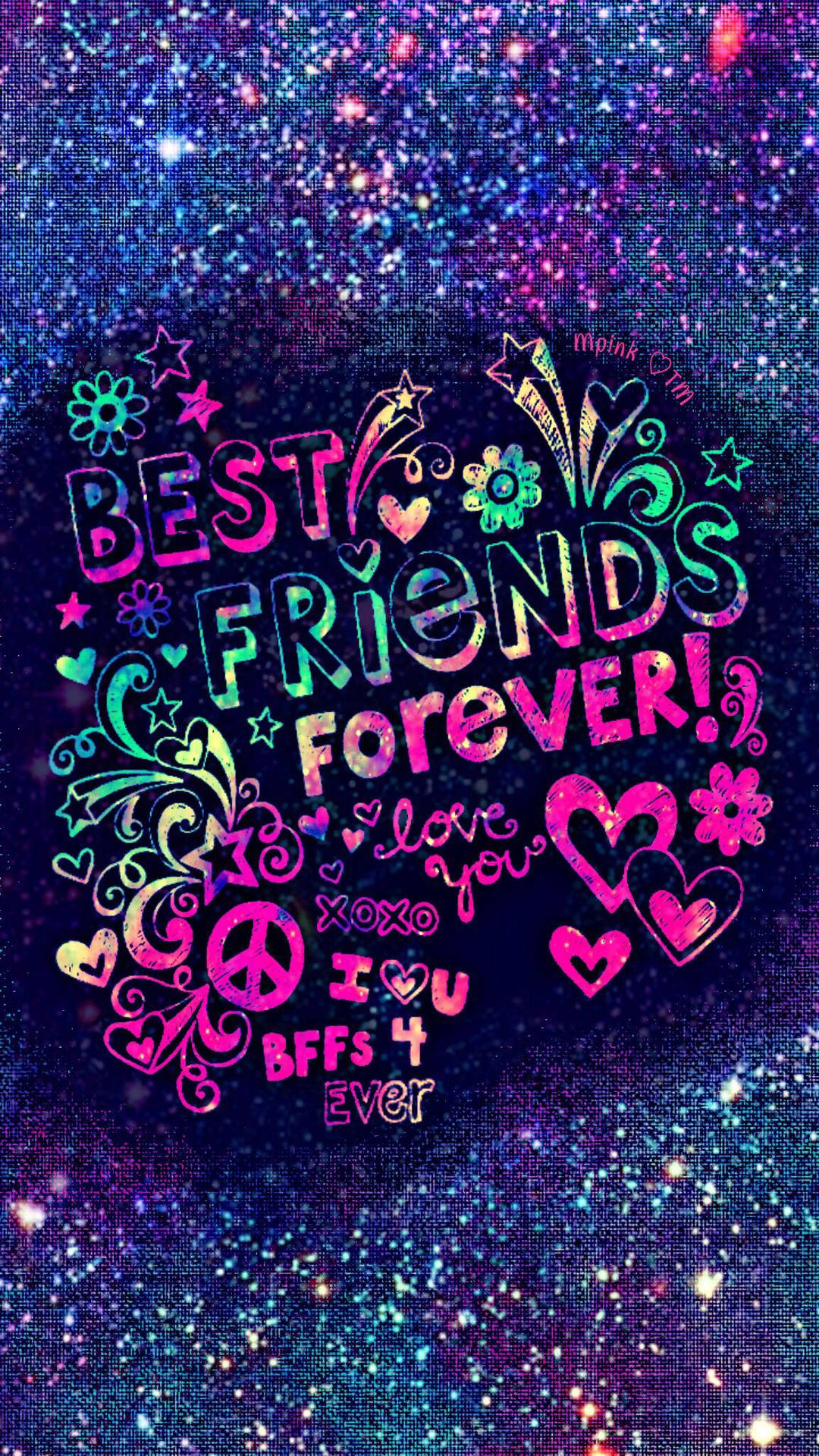 Best Friends Forever Rainbow Letters Background