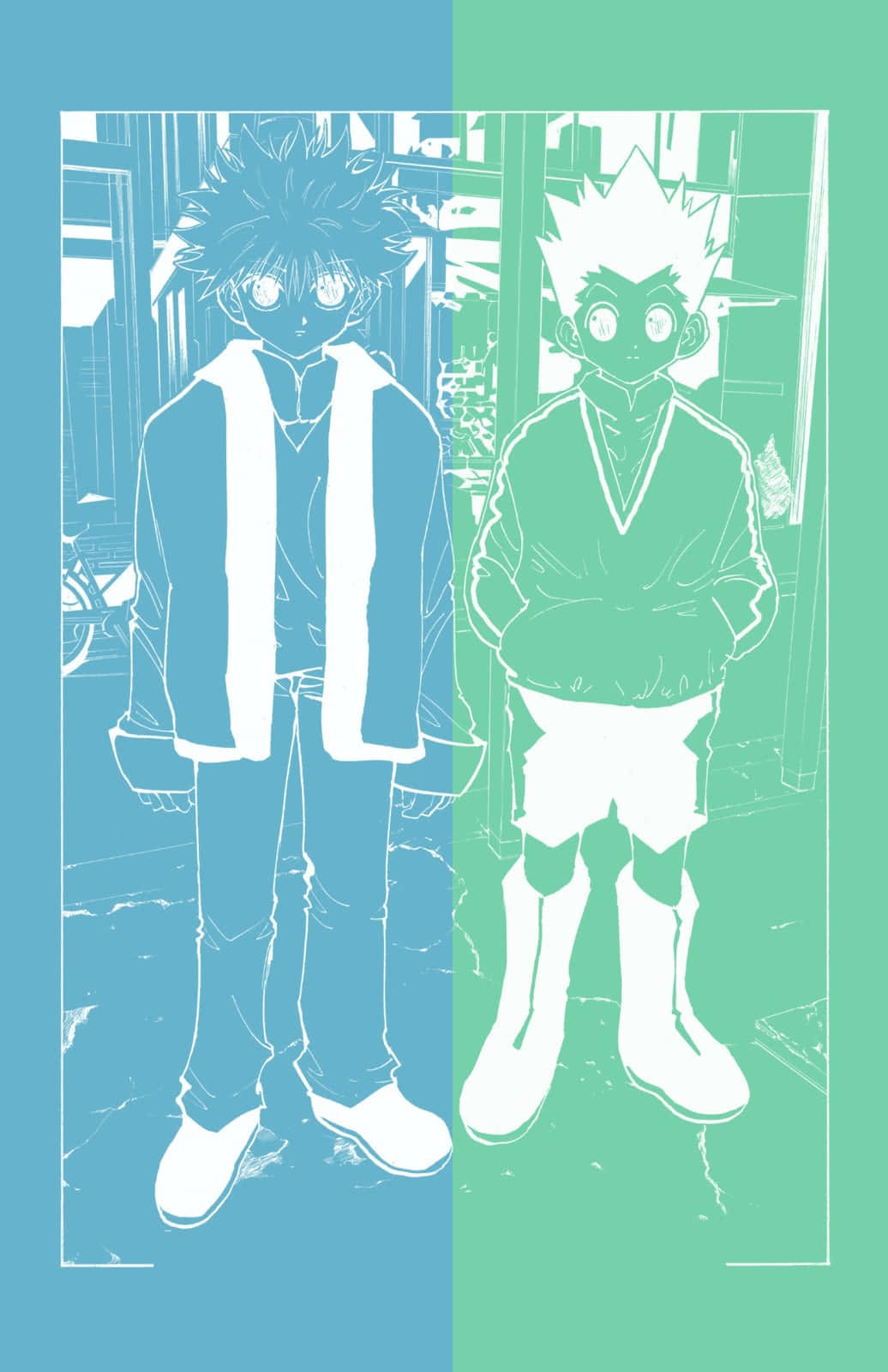 Best Friends Gon And Killua Enjoying A Phone Chat Background