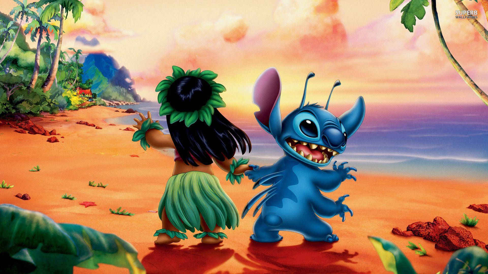 Best Friends In Action, Lilo And Stitch In Hawaiian Paradise. Background