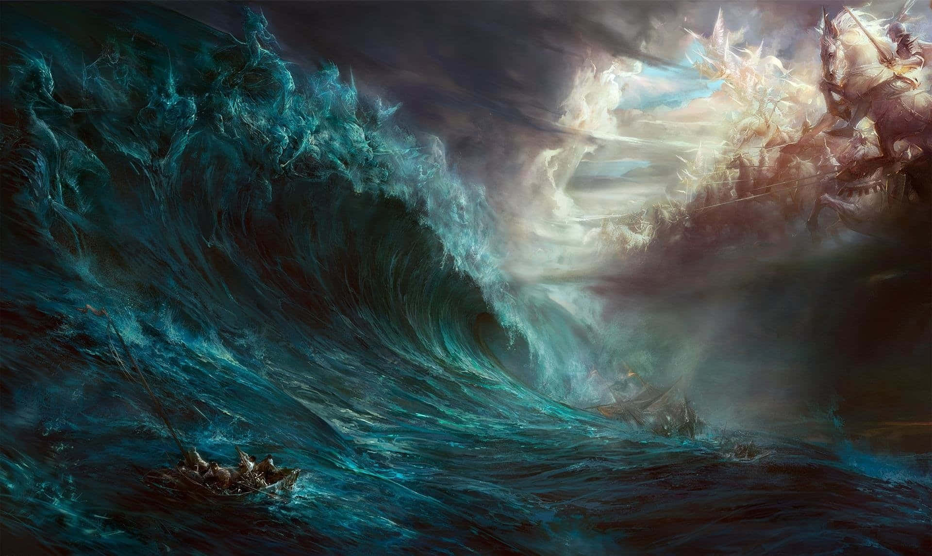 Best Greek Mythology Stormy Ocean Painting Background