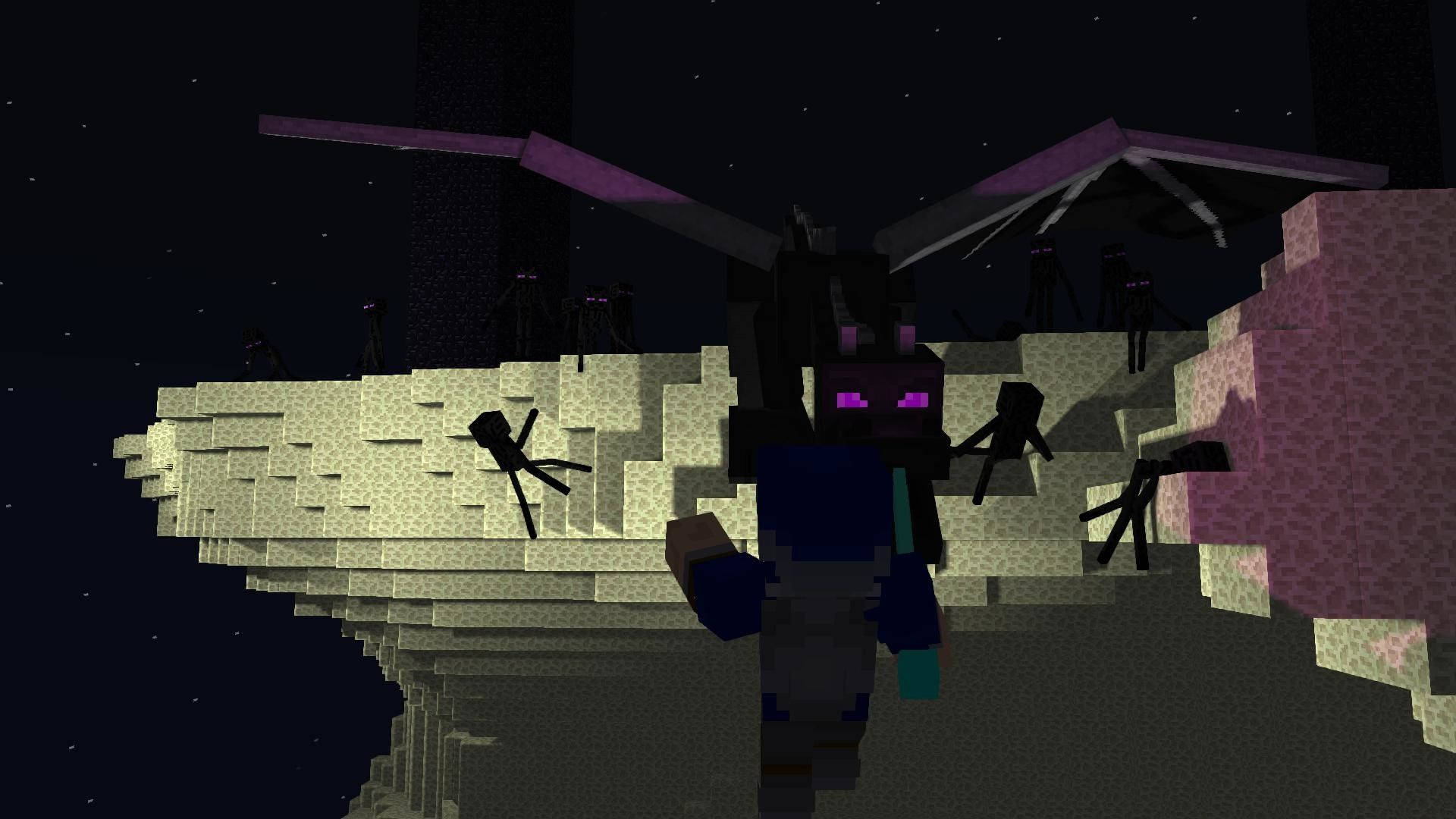 Best Minecraft Ender Dragon And Steve Fight Background