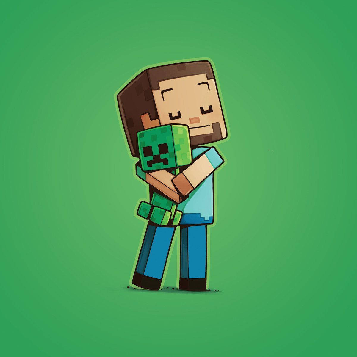 Best Minecraft Steve Hugging A Creeper Background
