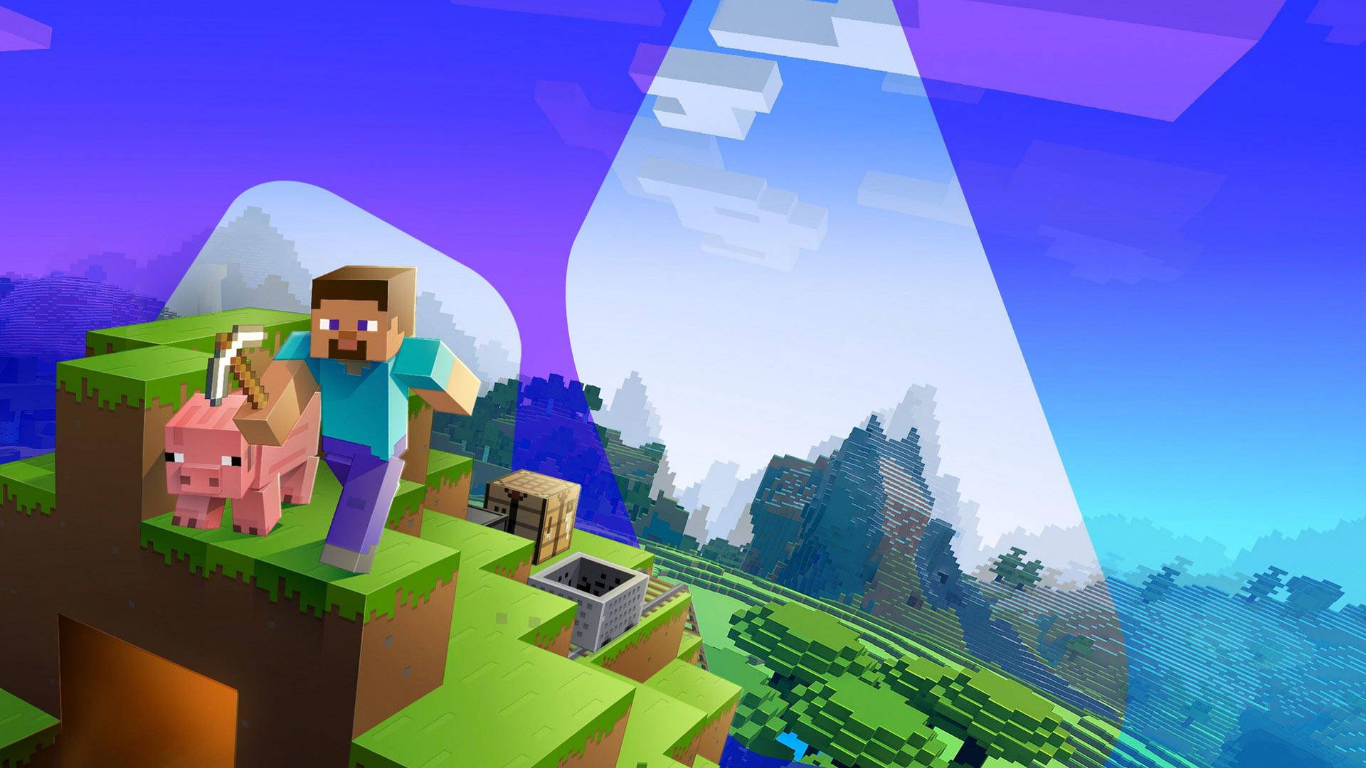 Best Minecraft Steve With A Pig Background