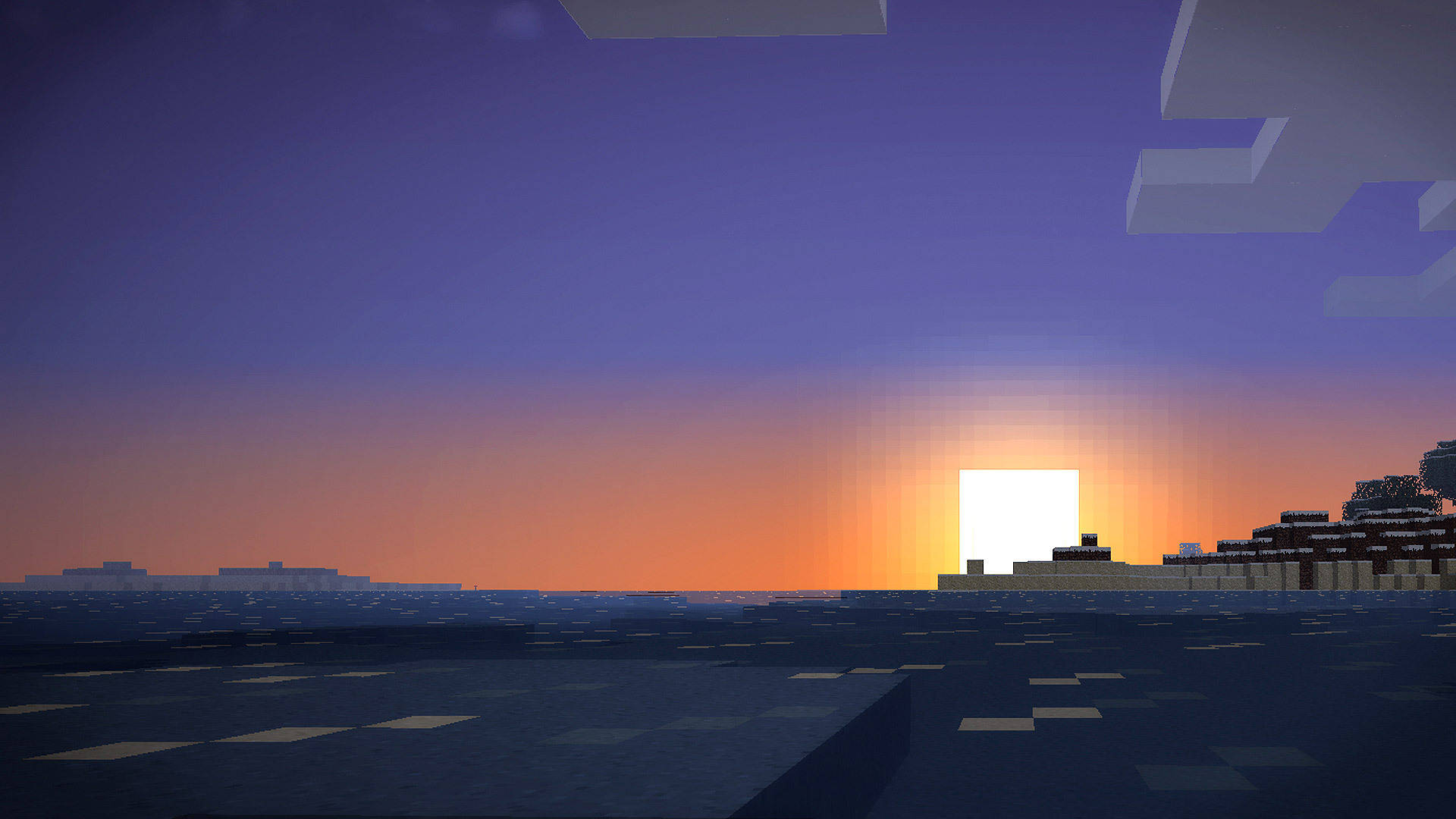 Best Minecraft Sunset At Sea Background